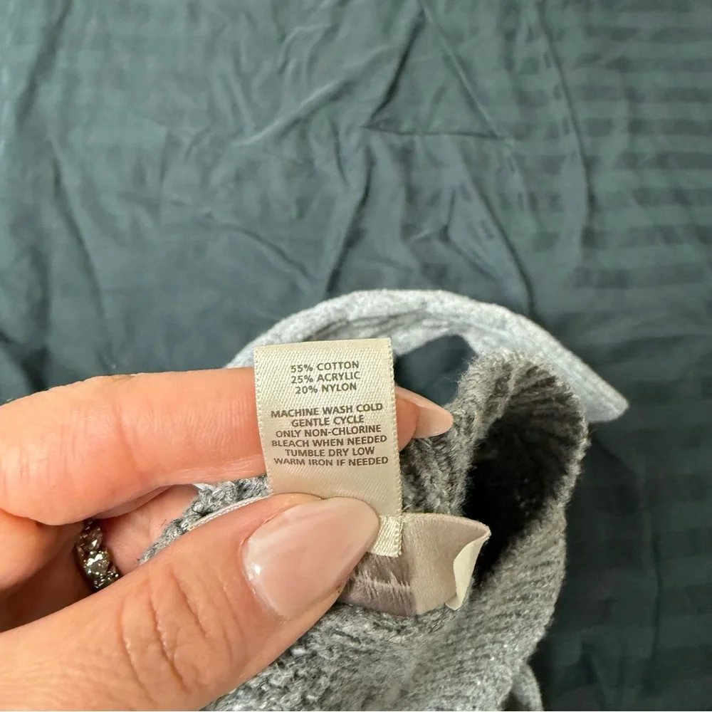 LOFT Light Gray Cable Knit Cardigan